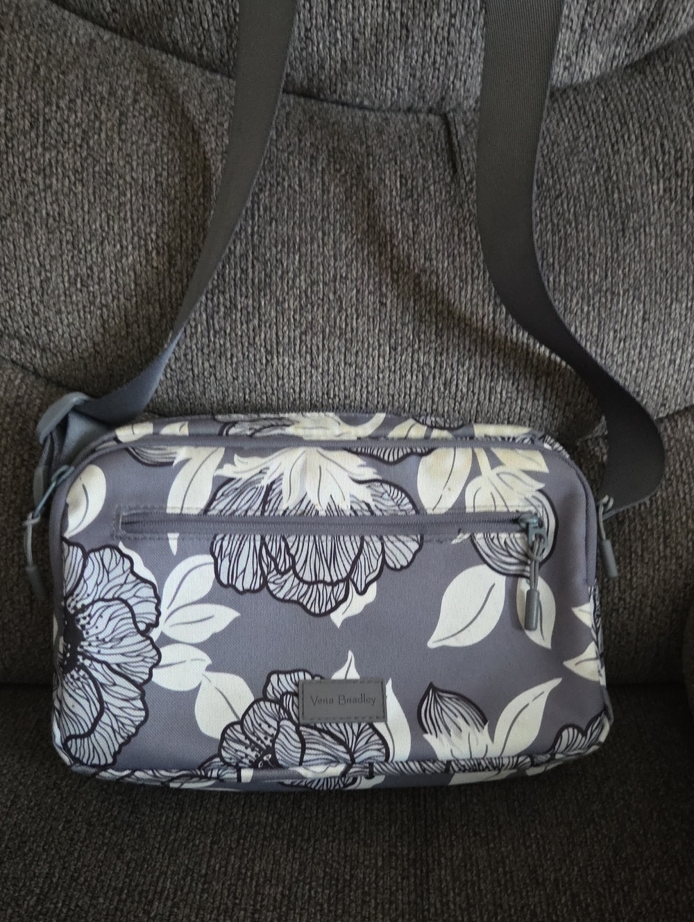 Vera Bradley Gray and White Floral Crossbody Bag